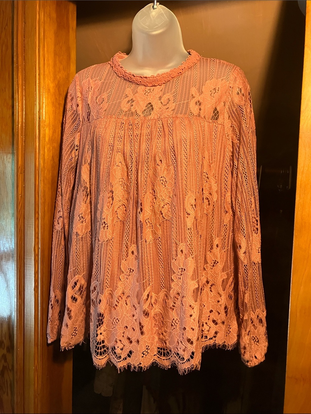 Blue Rain Pink Lace Long-Sleeve Blouse Francesca’s